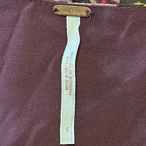 Free People Floral Long Sleeve Dress - Burgundy and Yellow - Picture 3 of 10